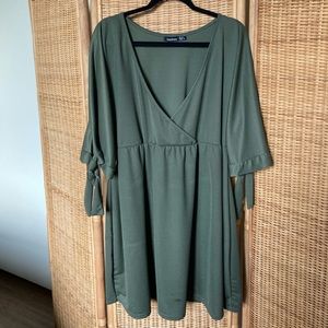 Army green v neck dress